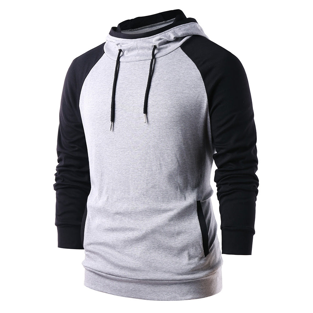 Raglan Sleeve Color Blocking Pullover Hoodie