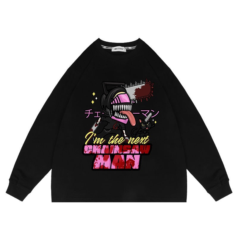 Funky Japanese Anime Washed Up Look Edgy Oversized Sweater for UNISEX