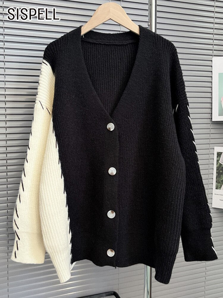 V Neck Casual Buttoned Sweater for Street Smart Office Look