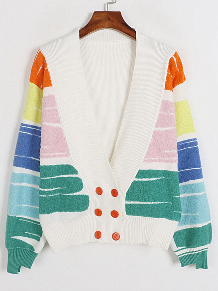 Multi Colour Canvas Style Vibrant and Sweet Looking Pretty Cardigan