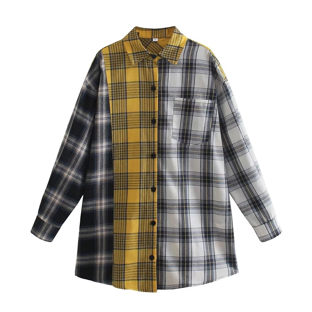 Checkered Two-Color Shirt Unisex Size