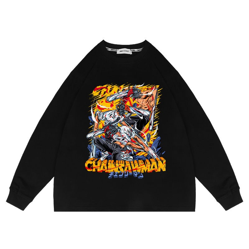 Funky Japanese Anime Washed Up Look Edgy Oversized Sweater for UNISEX